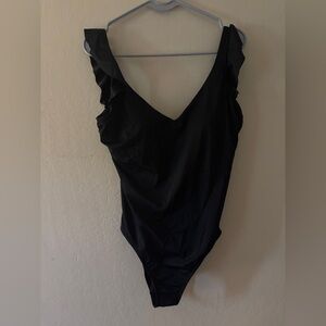 Time and Tru Black Ruffle Jumpsuit